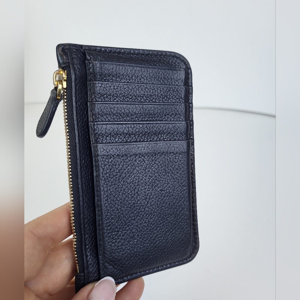 Balenciaga Logo Textured Leather Cash/Credit Card Zip Mini Wallet - Picture 3 of 7